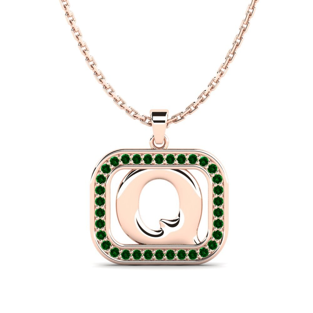 Rotgold 585 Grüner Zirkonia Damen anhänger Latamsea - Q