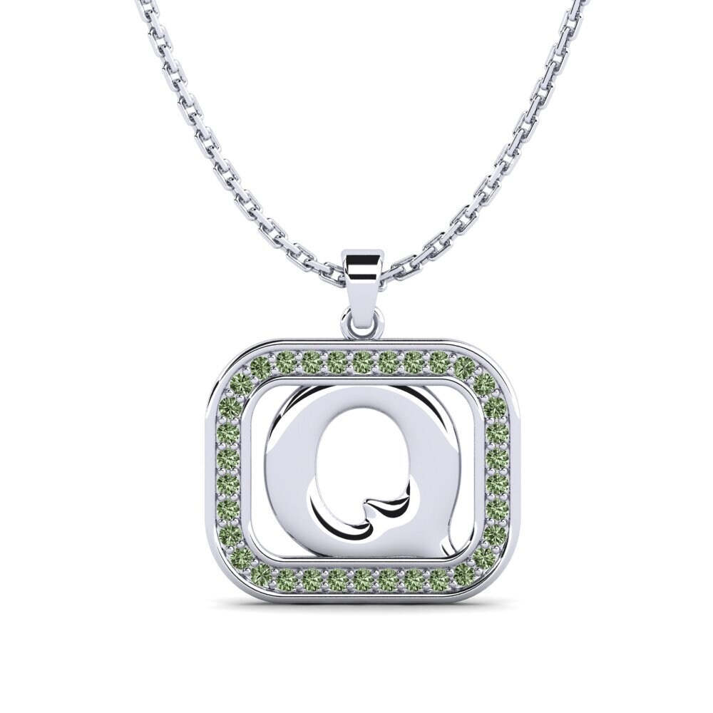 Weißgold 375 Grüner Diamant Damen anhänger Latamsea - Q