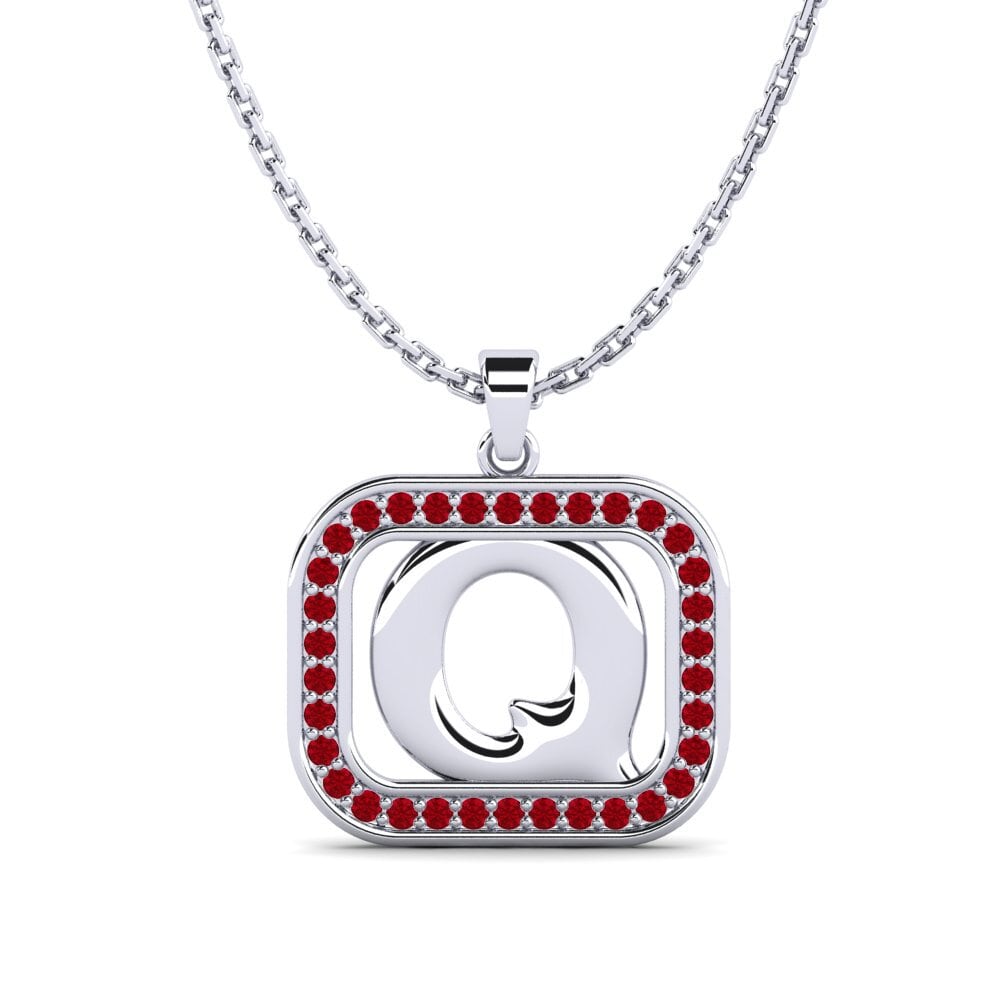 Weißgold 750 Roter Zirkonia Damen anhänger Latamsea - Q