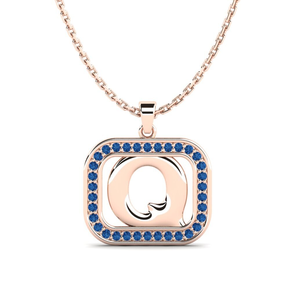 Rotgold 585 Dunkelblauer Zirkonia Damen anhänger Latamsea - Q