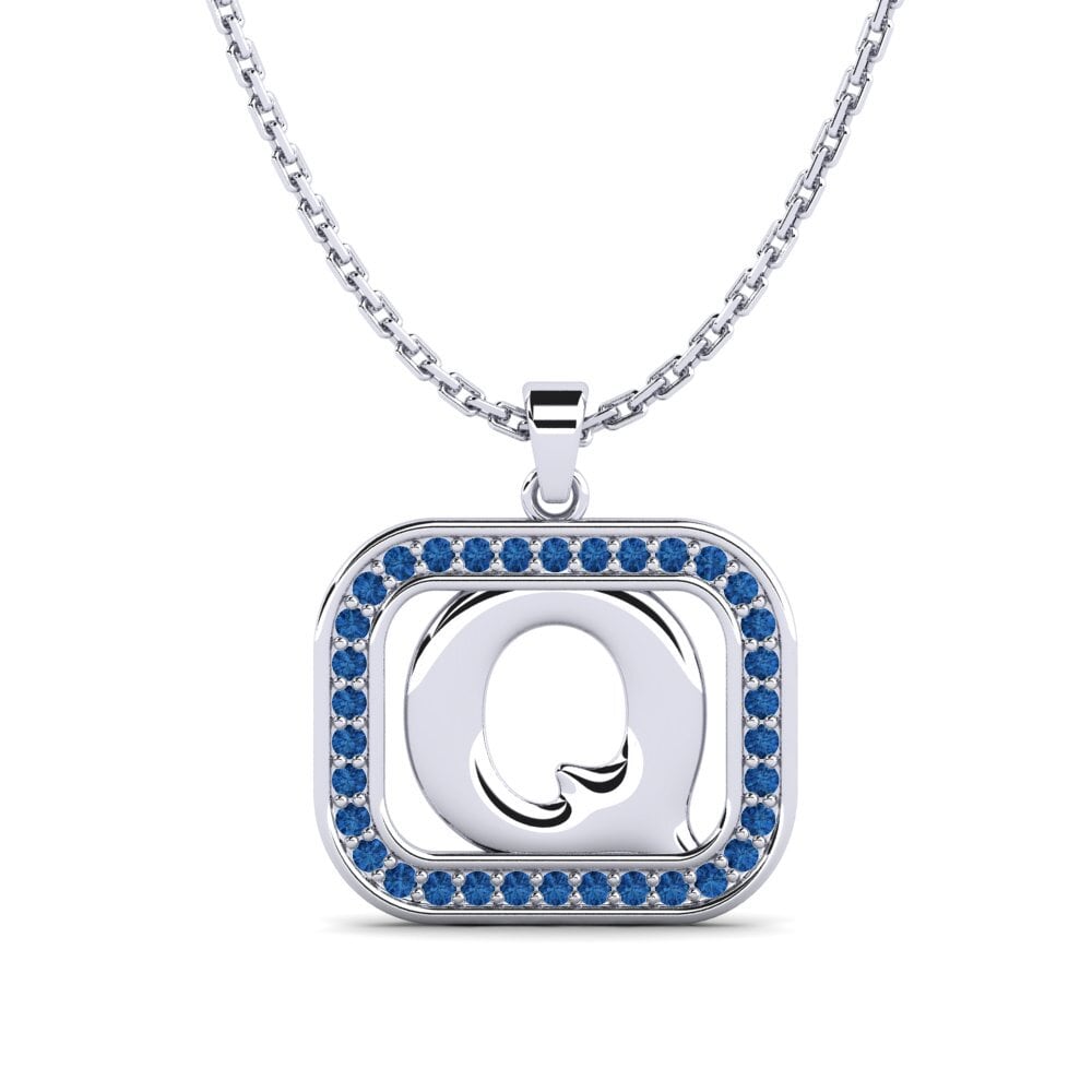 Weißgold 375 Dunkelblauer Zirkonia Damen anhänger Latamsea - Q