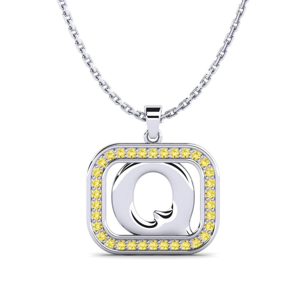 950 Platin Gelber Saphir Damen anhänger Latamsea - Q