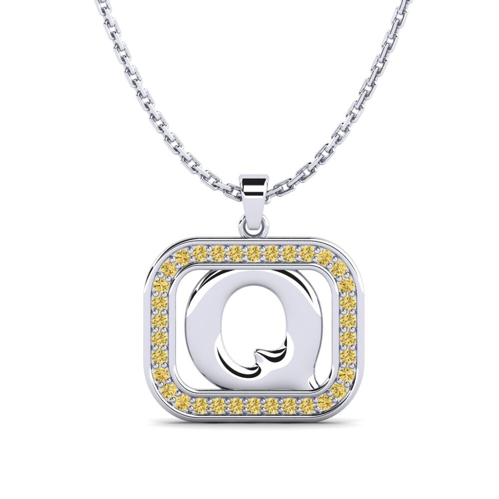 Weißgold 375 Gelber Diamant Damen anhänger Latamsea - Q