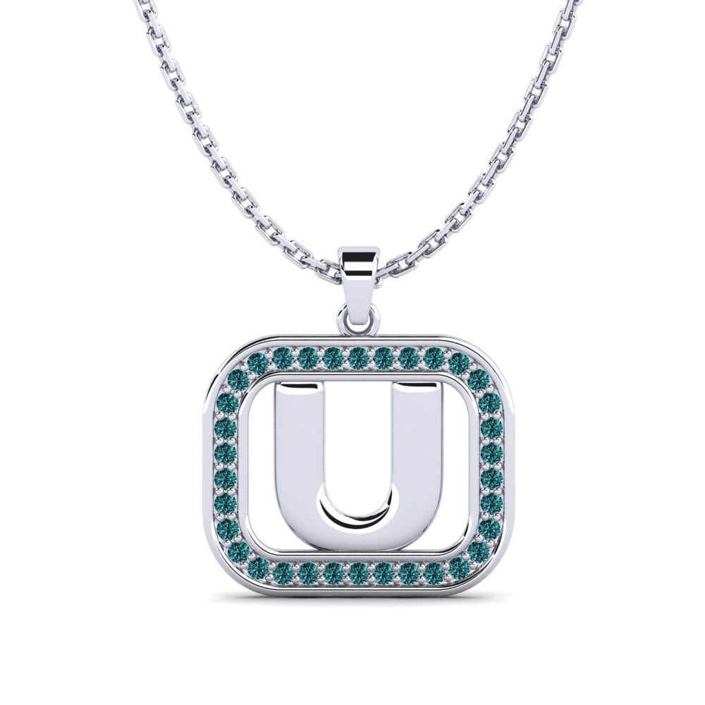 Weißgold 375 Blauer Diamant Damen anhänger Latamsea - U