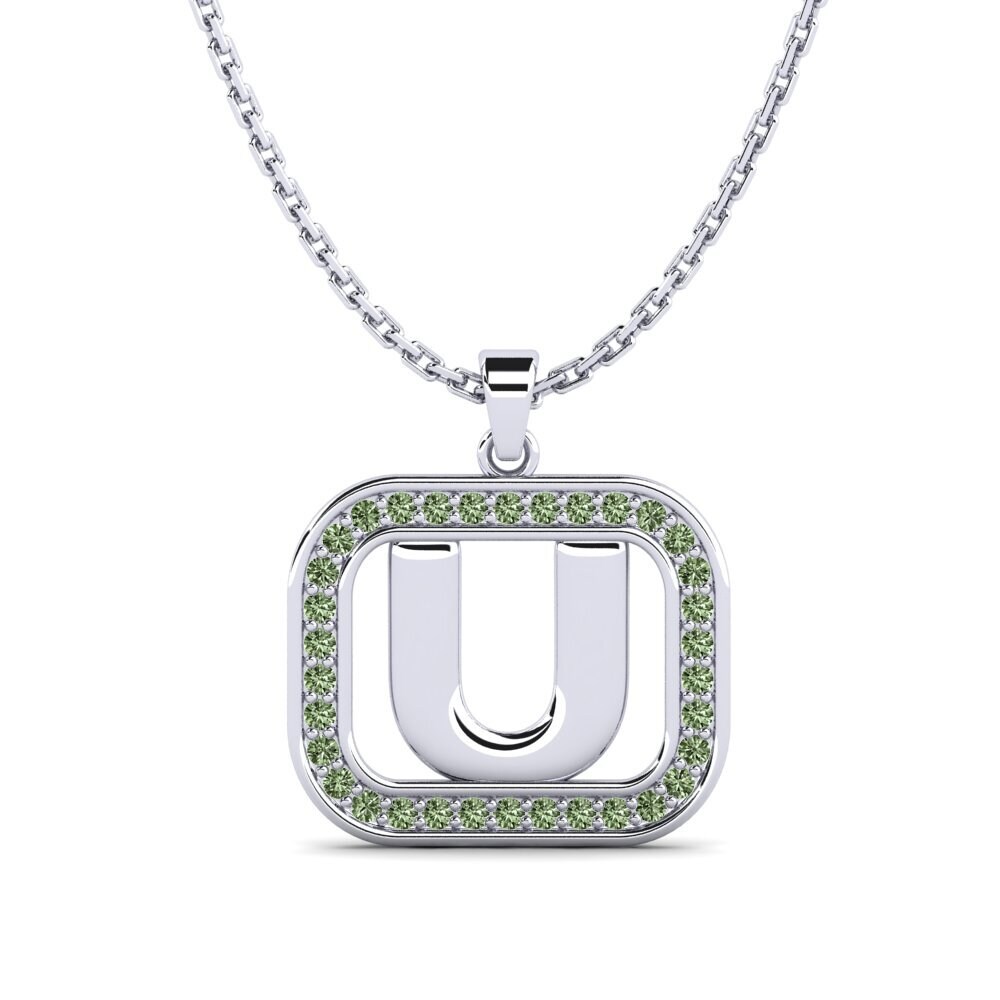 Weißgold 375 Grüner Diamant Damen anhänger Latamsea - U