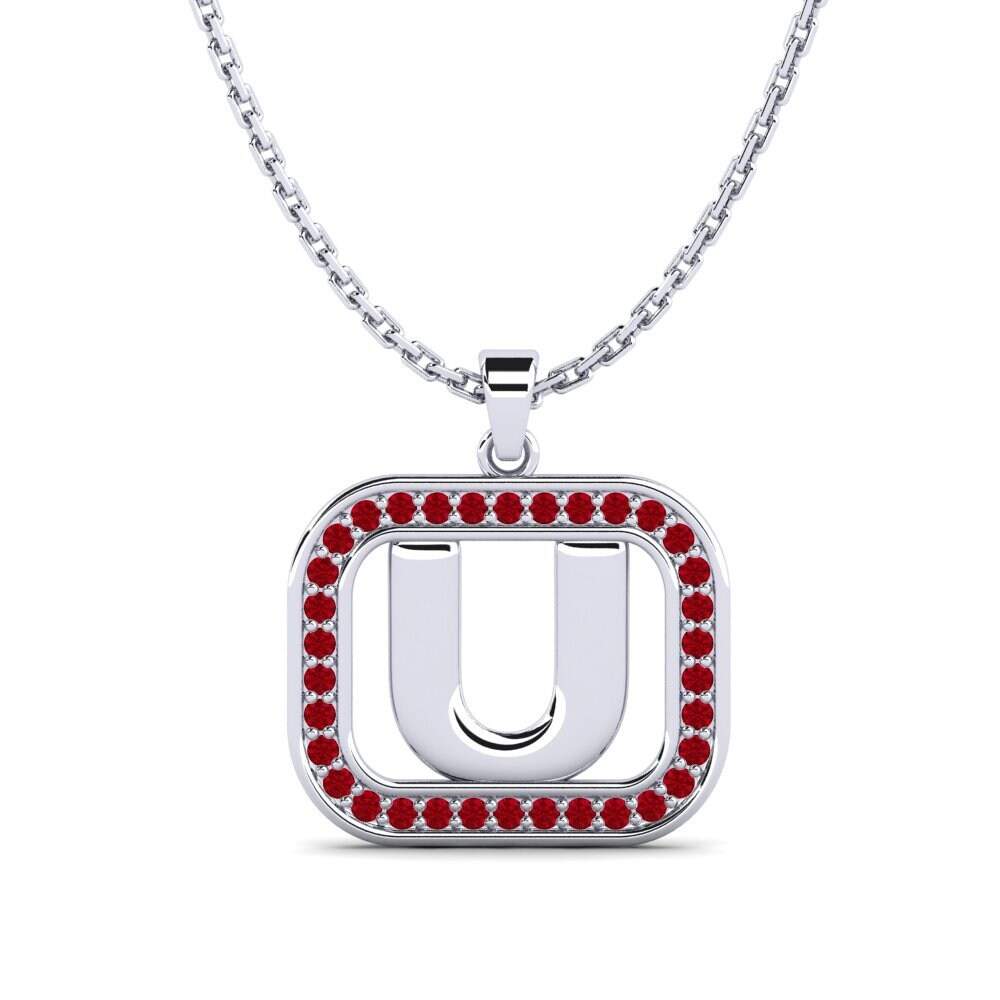 Weißgold 750 Roter Zirkonia Damen anhänger Latamsea - U