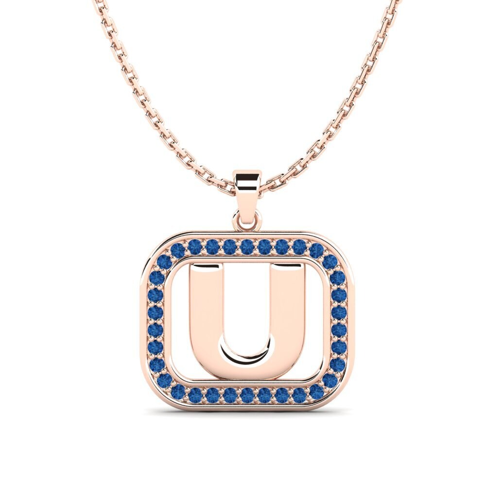 Rotgold 585 Dunkelblauer Zirkonia Damen anhänger Latamsea - U