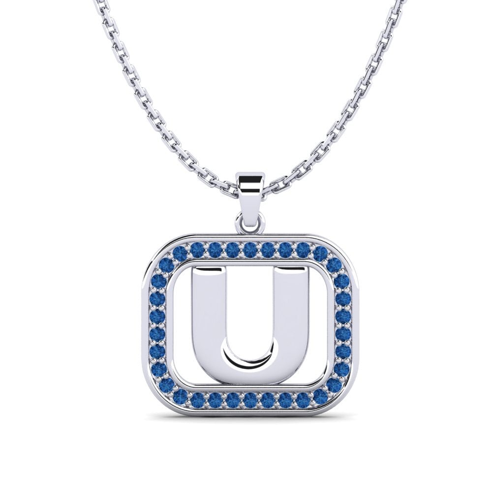 Weißgold 375 Dunkelblauer Zirkonia Damen anhänger Latamsea - U