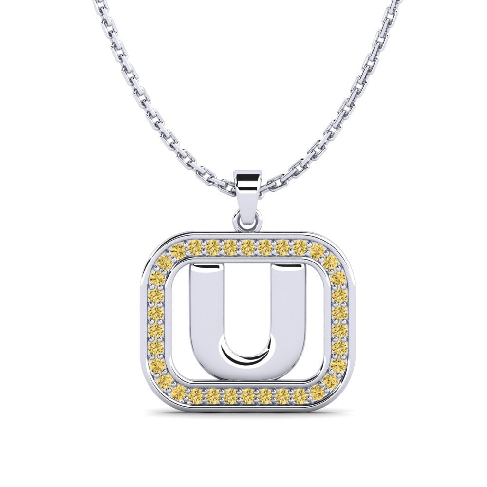 Weißgold 375 Gelber Diamant Damen anhänger Latamsea - U