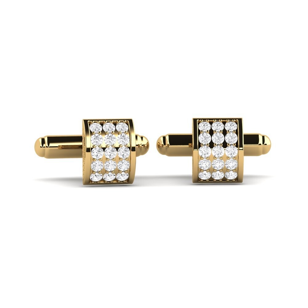 14ct Yellow Gold White sapphire Cufflink Latias