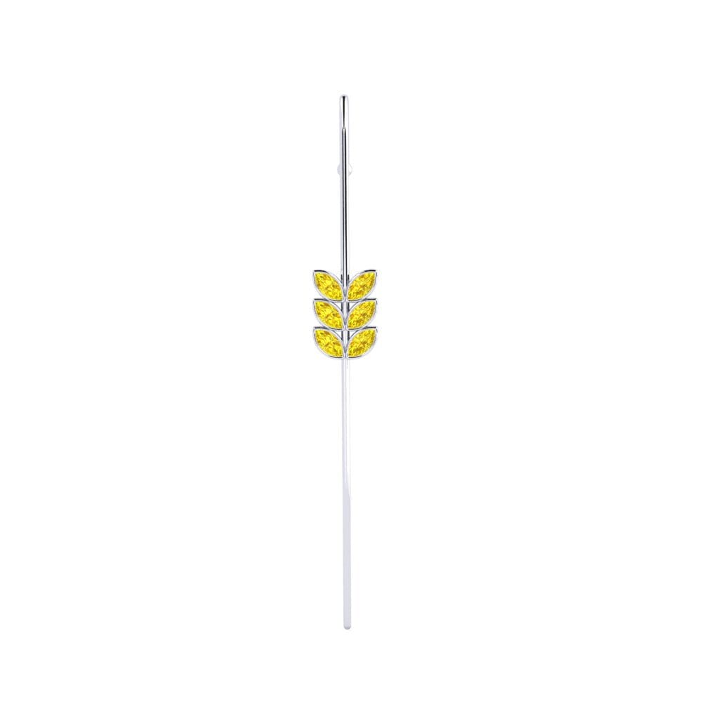 Weißsilber Gelber Saphir Ohrpiercings Latipicco