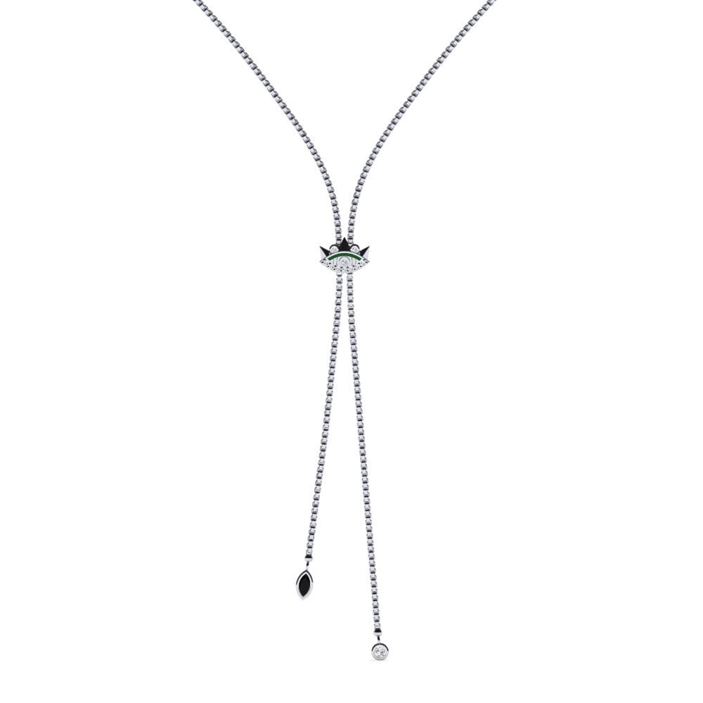 Plata 925 Diamante Negro Collar de Mujer Latni