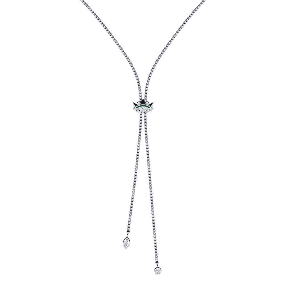 14k Oro Blanco Diamante Collar de Mujer Latni
