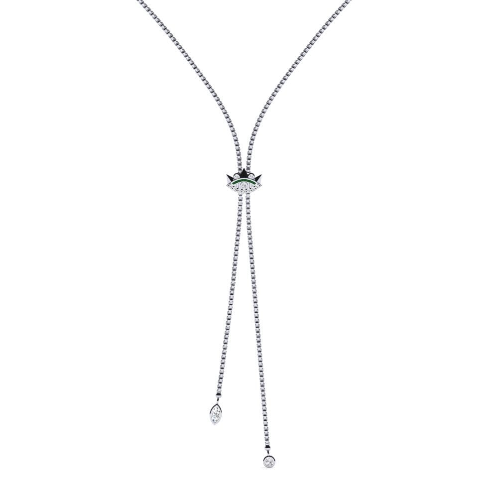 9k Oro Blanco Circonita Collar de Mujer Latni
