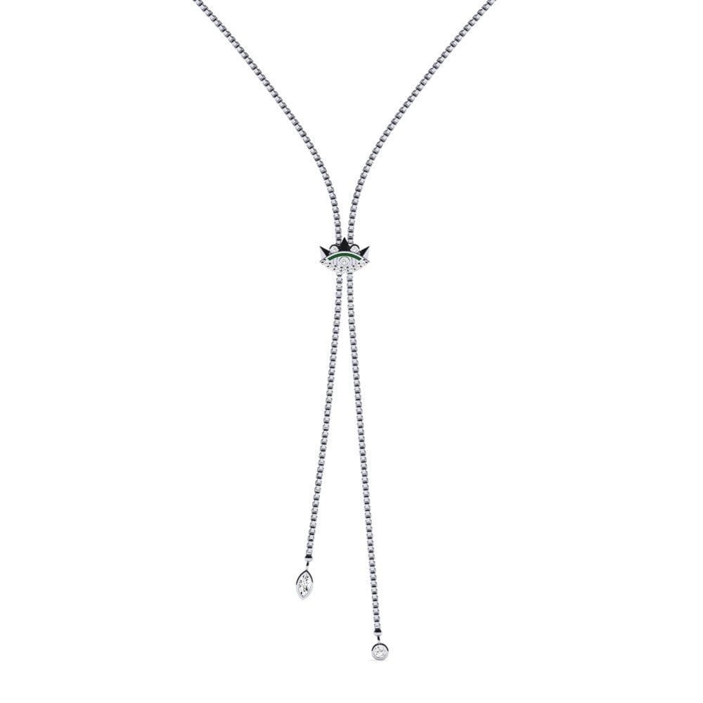 14k Oro Blanco Moissanita Collar de Mujer Latni