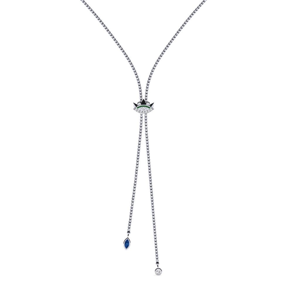 Plata 925 Circonita Azul Oscuro Collar de Mujer Latni