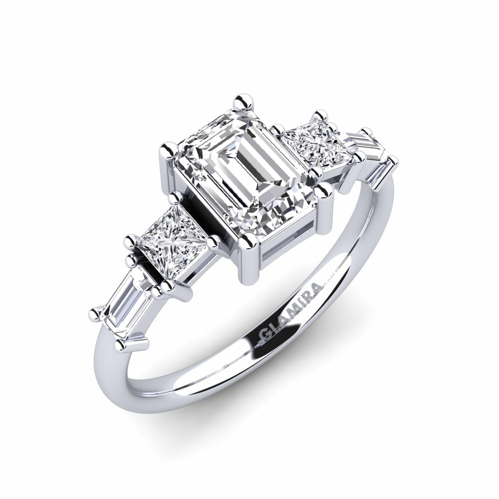3 & 5 Stones Engagement Rings GLAMIRA Lauralee 585 White Gold Diamond