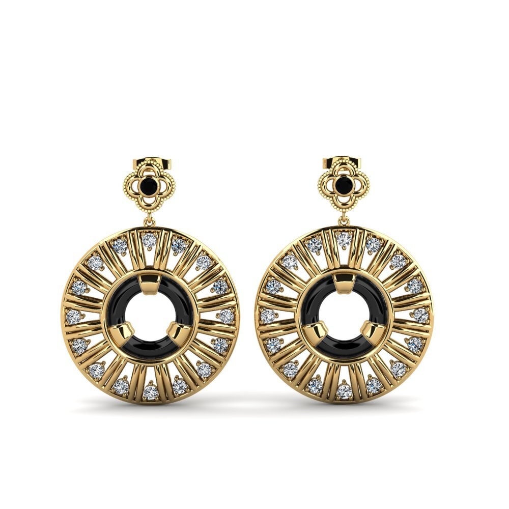 9ct Yellow Gold Black Onyx Women's Earring Lavada