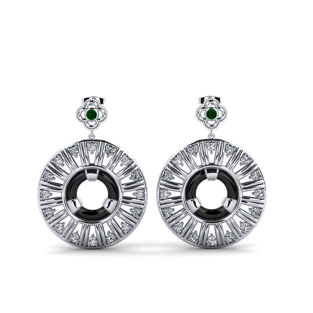 950 Platinum Green Zirconia Women's Earring Lavada