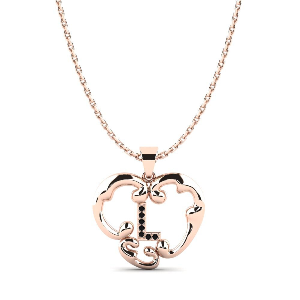 Rotgold 585 Schwarzer Diamant Damen anhänger Lavenia L