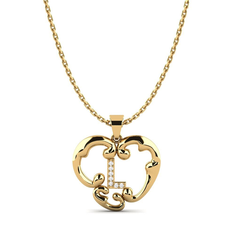 Gelbgold 585 Weißer Saphir Damen anhänger Lavenia L
