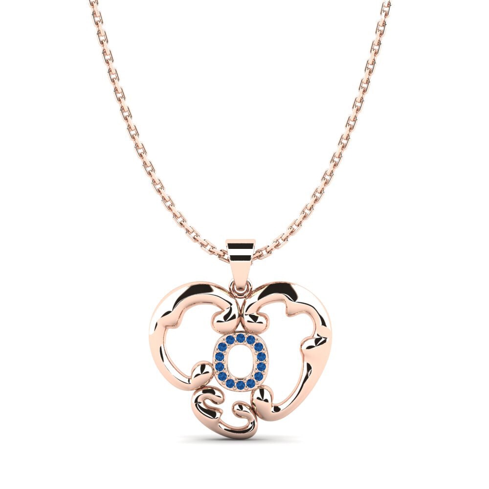 Rotgold 585 Dunkelblauer Zirkonia Damen anhänger Lavenia O
