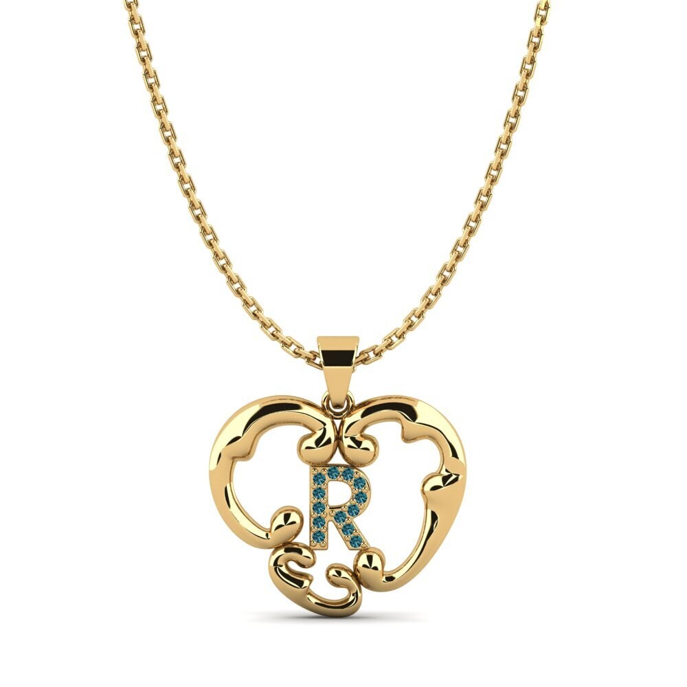 Rund Blauer Diamant Damen anhänger Lavenia R