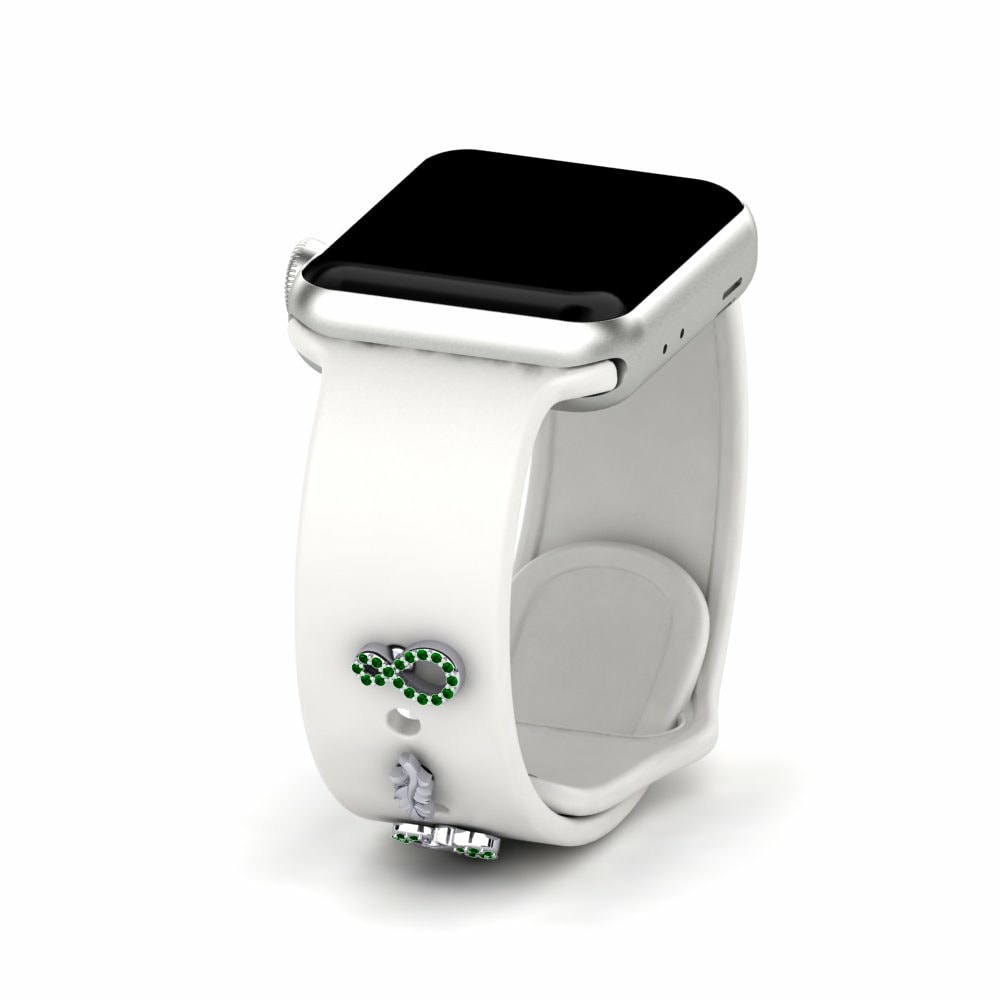 Accesorios para Apple Watch® Lavenir - Set Oro Blanco 585 Swarovski Verde