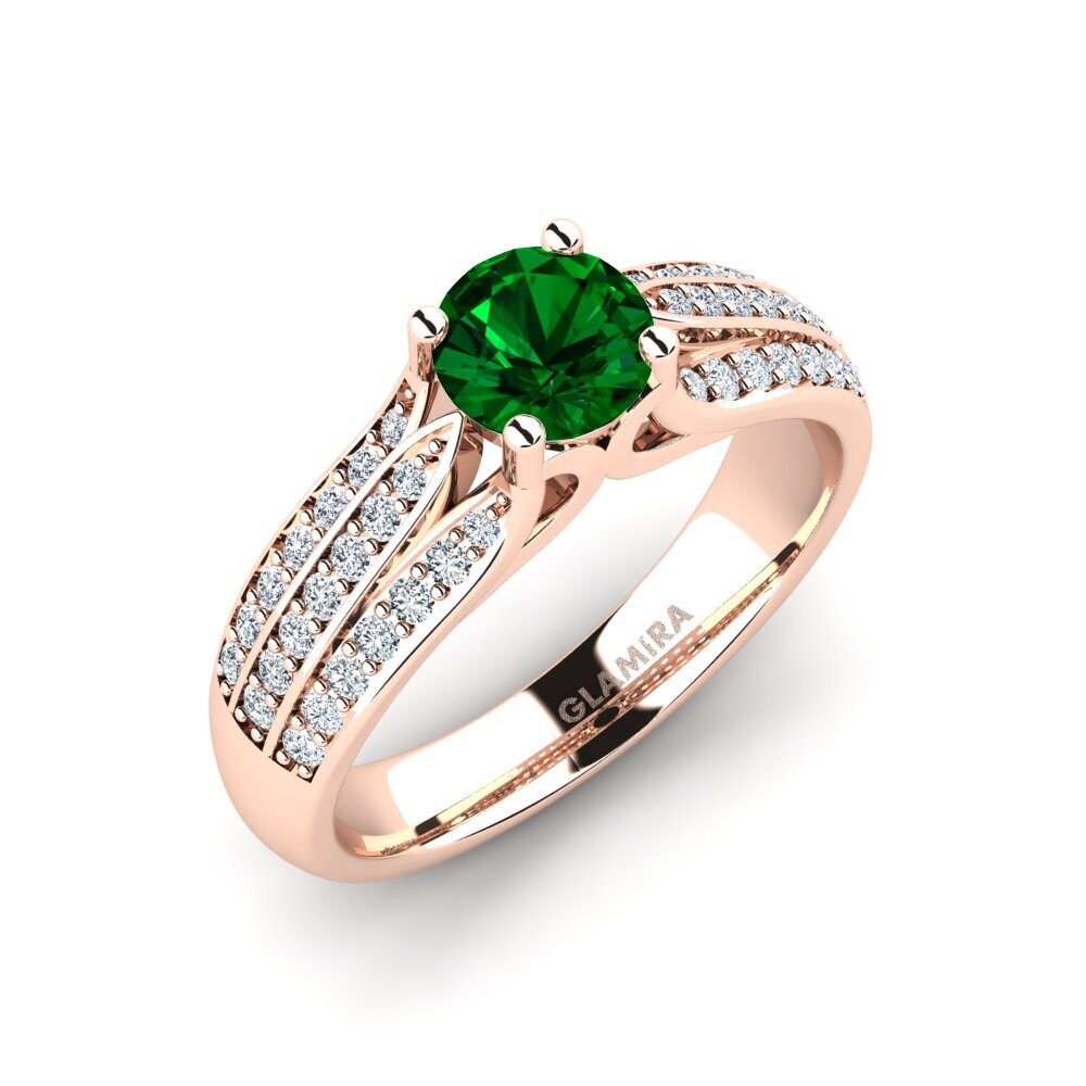 14ct Rose Gold Green Zirconia Engagement Ring Agatha