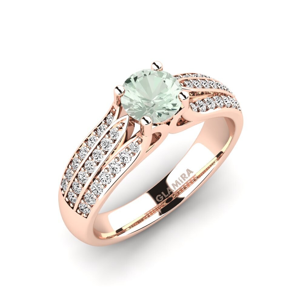 14ct Rose Gold Green Amethyst Engagement Ring Agatha