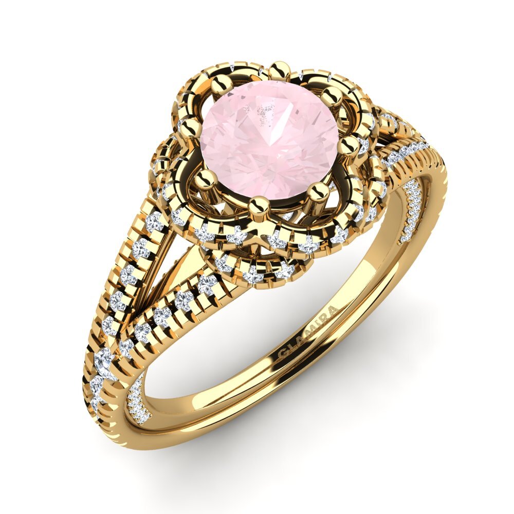 14ct Yellow Gold Rose Quartz Ring Alceste