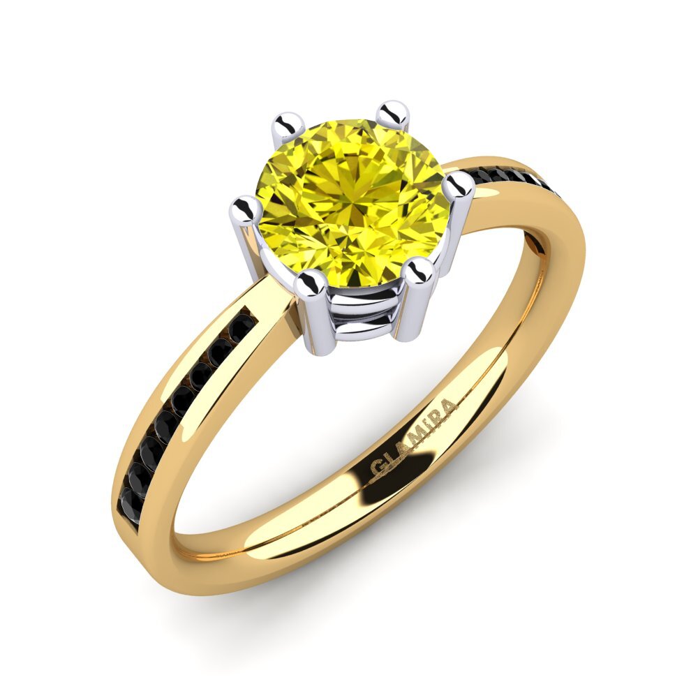 18k Oro Amarillo & Blanco Anillo de compromiso Alita 1.0 crt