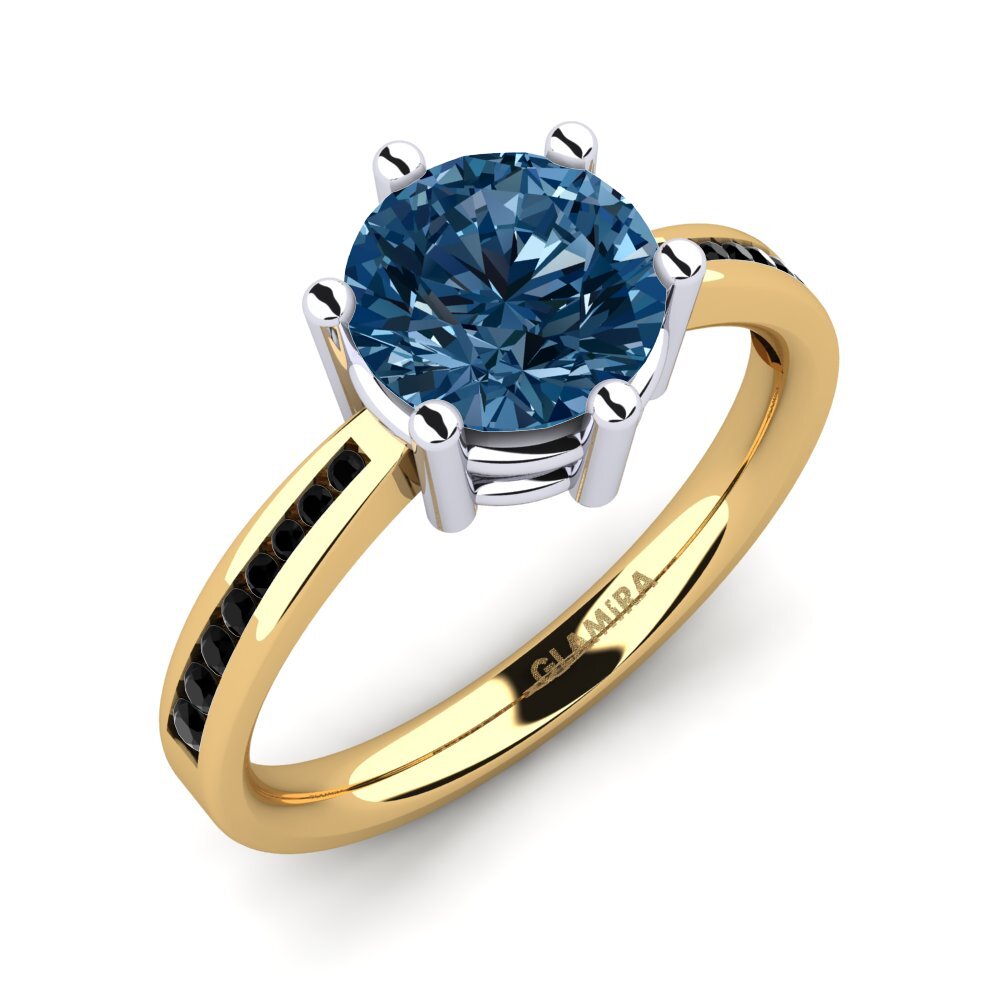 18k Oro Amarillo & Blanco Anillo de compromiso Alita 1.6 crt