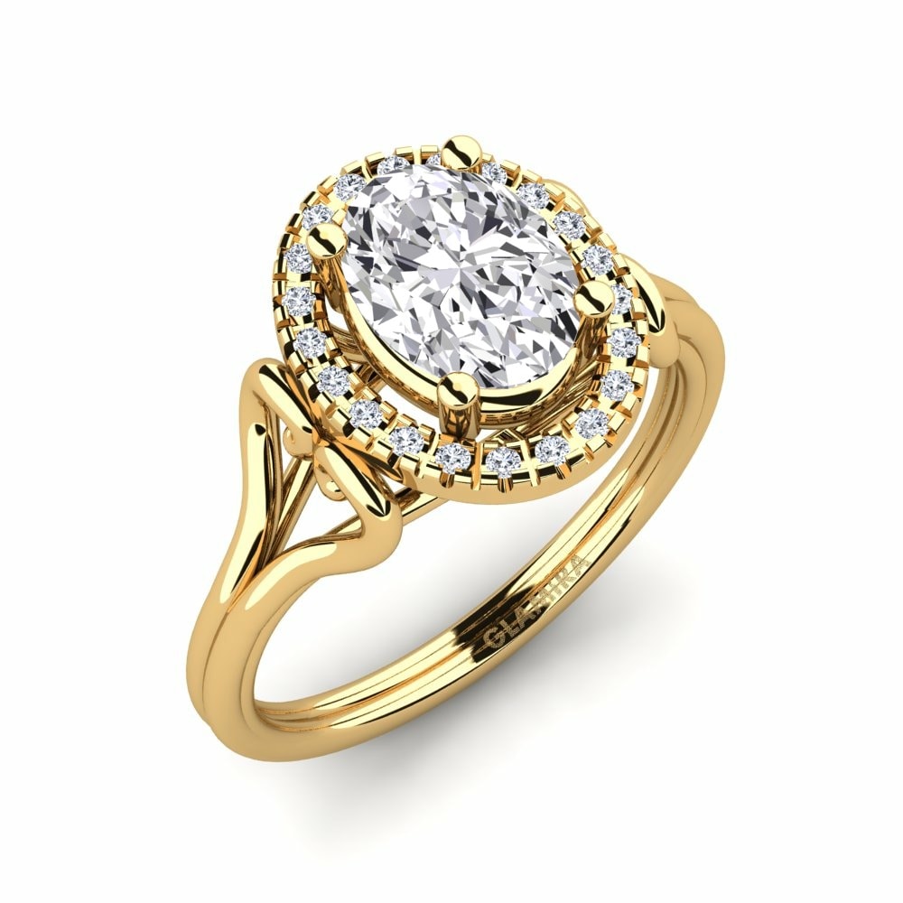 Halo Anillos de compromiso Azalea Oro Amarillo 585 Diamante