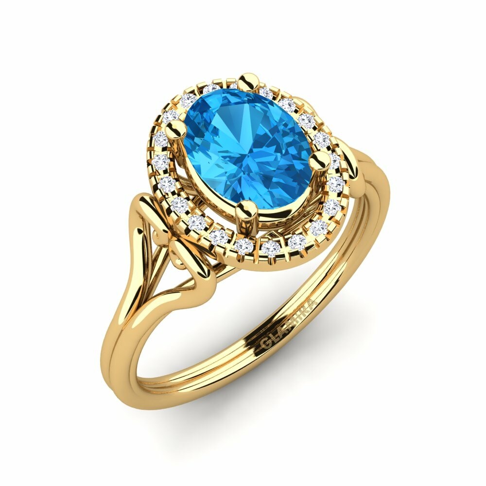 Modri topaz Zaročni prstan Azalea