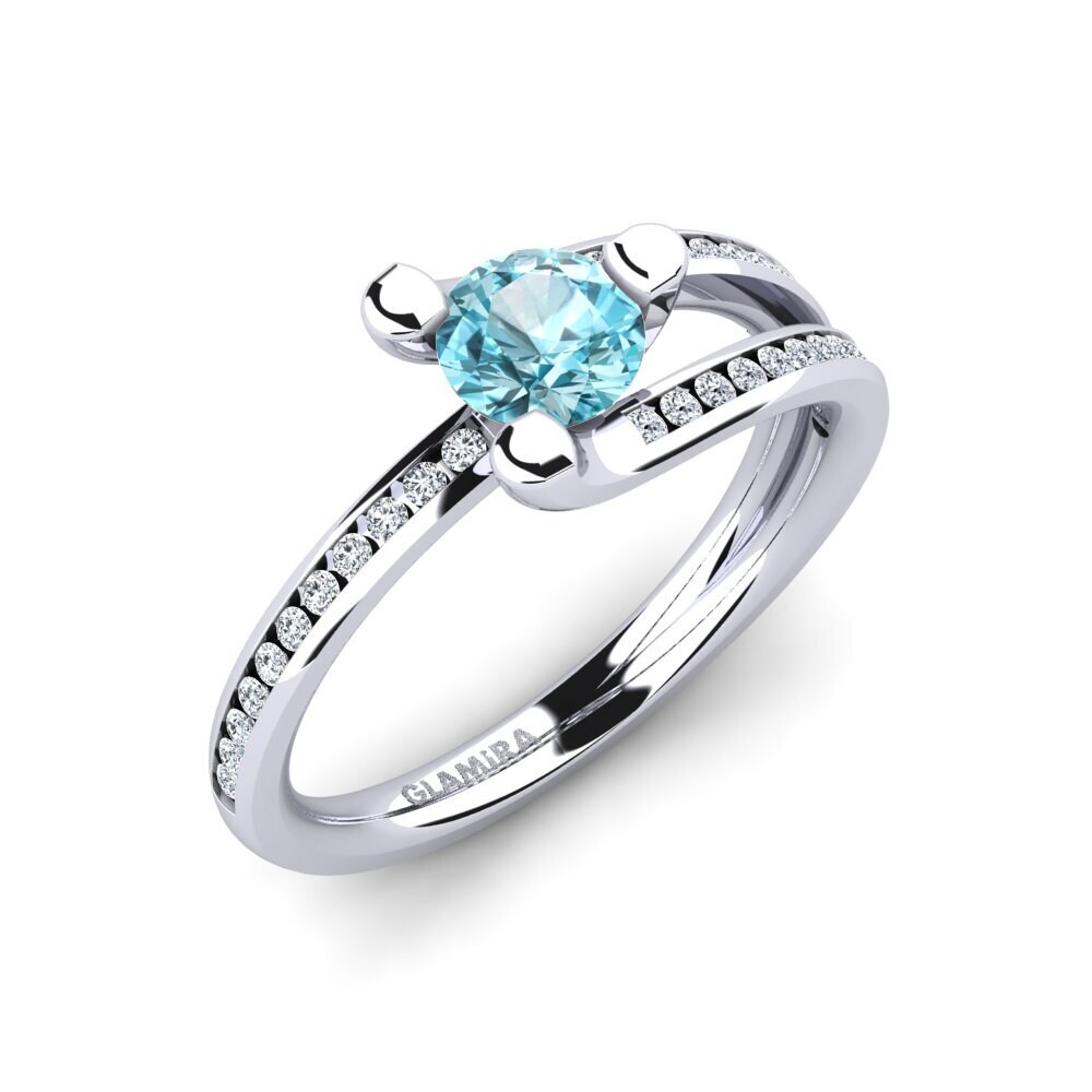 Blue Zircon Engagement Ring Balbina