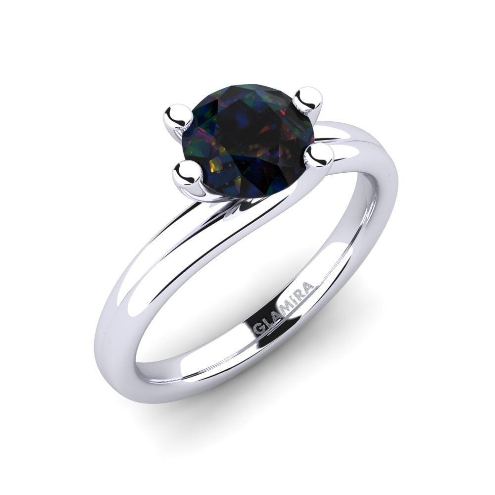 Rund Schwarzer Opal Verlobungsringe Bridal Dream 1.25 crt