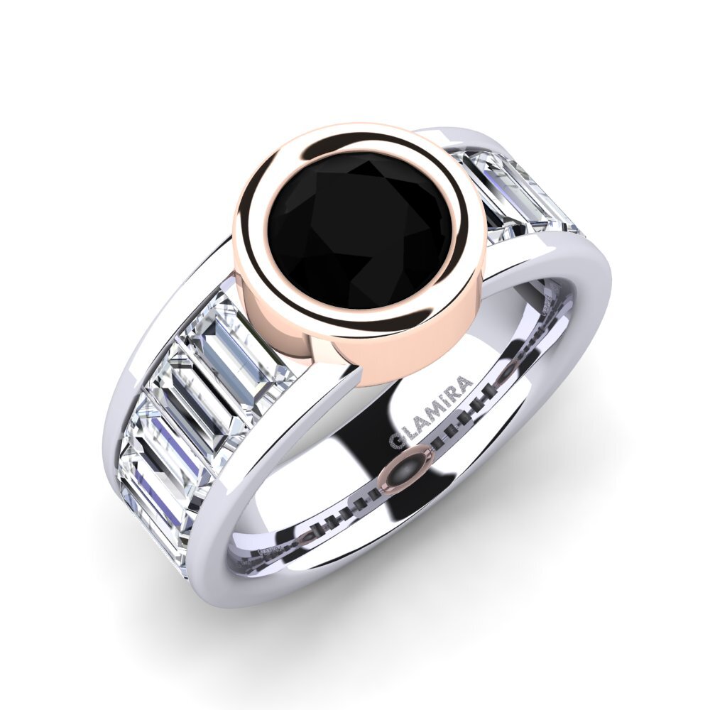 9ct White & Rose Gold Black Onyx Engagement Ring Colomba