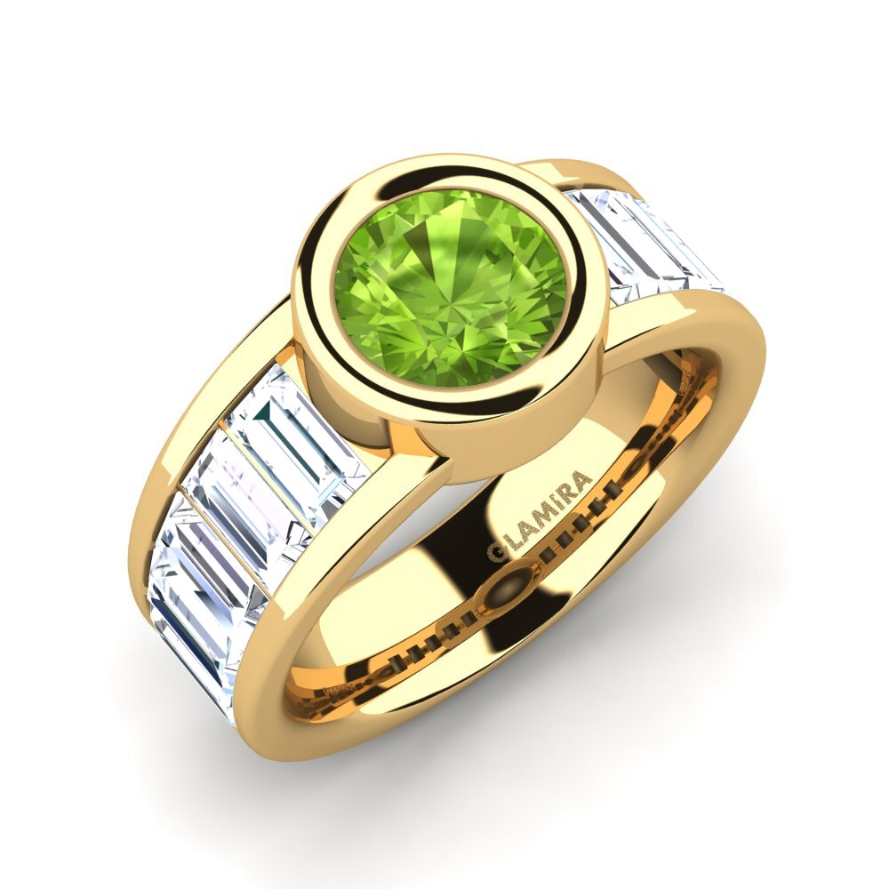 9k Oro Amarillo Peridoto Anillo de compromiso Colomba