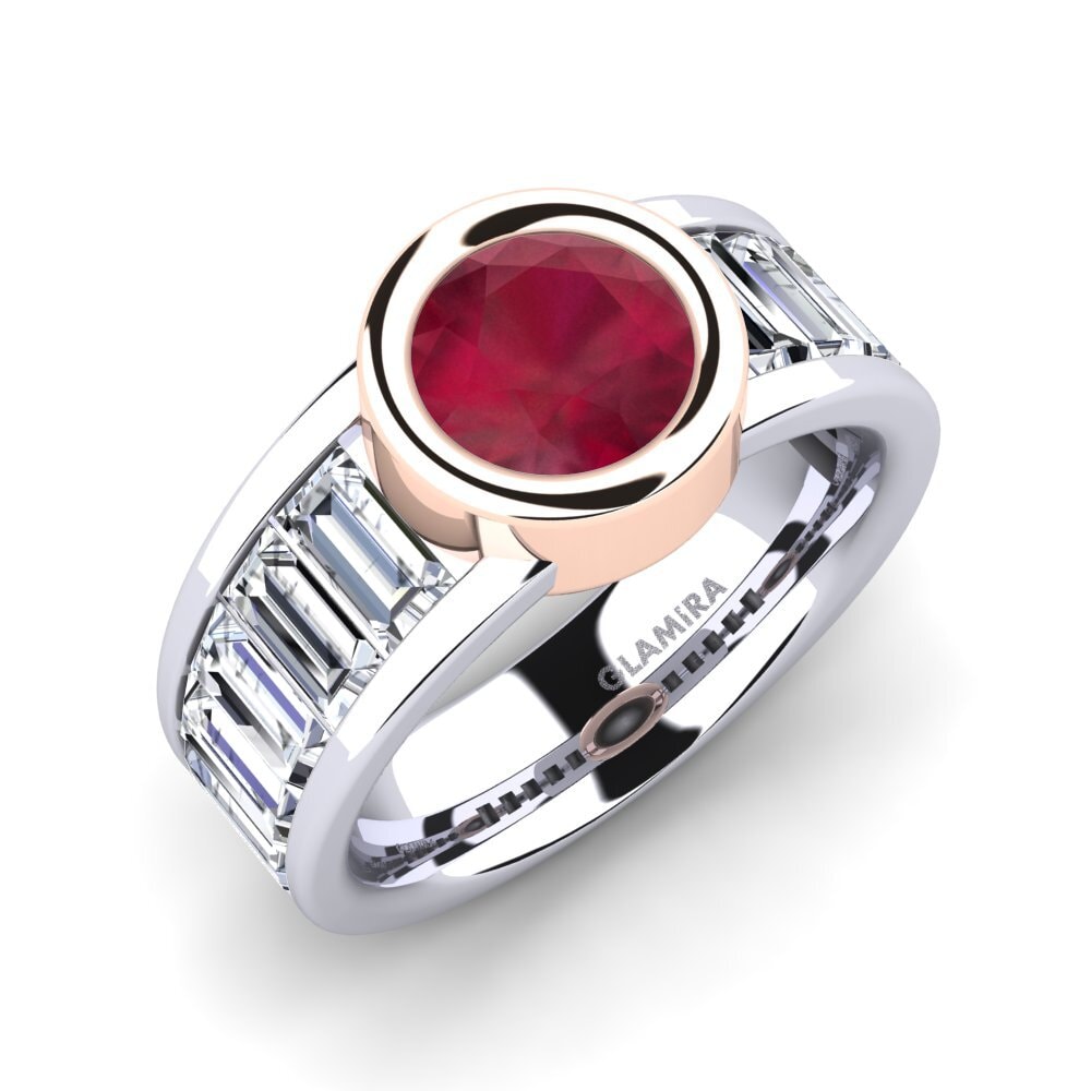 14ct White & Rose Gold Ruby Engagement Ring Colomba