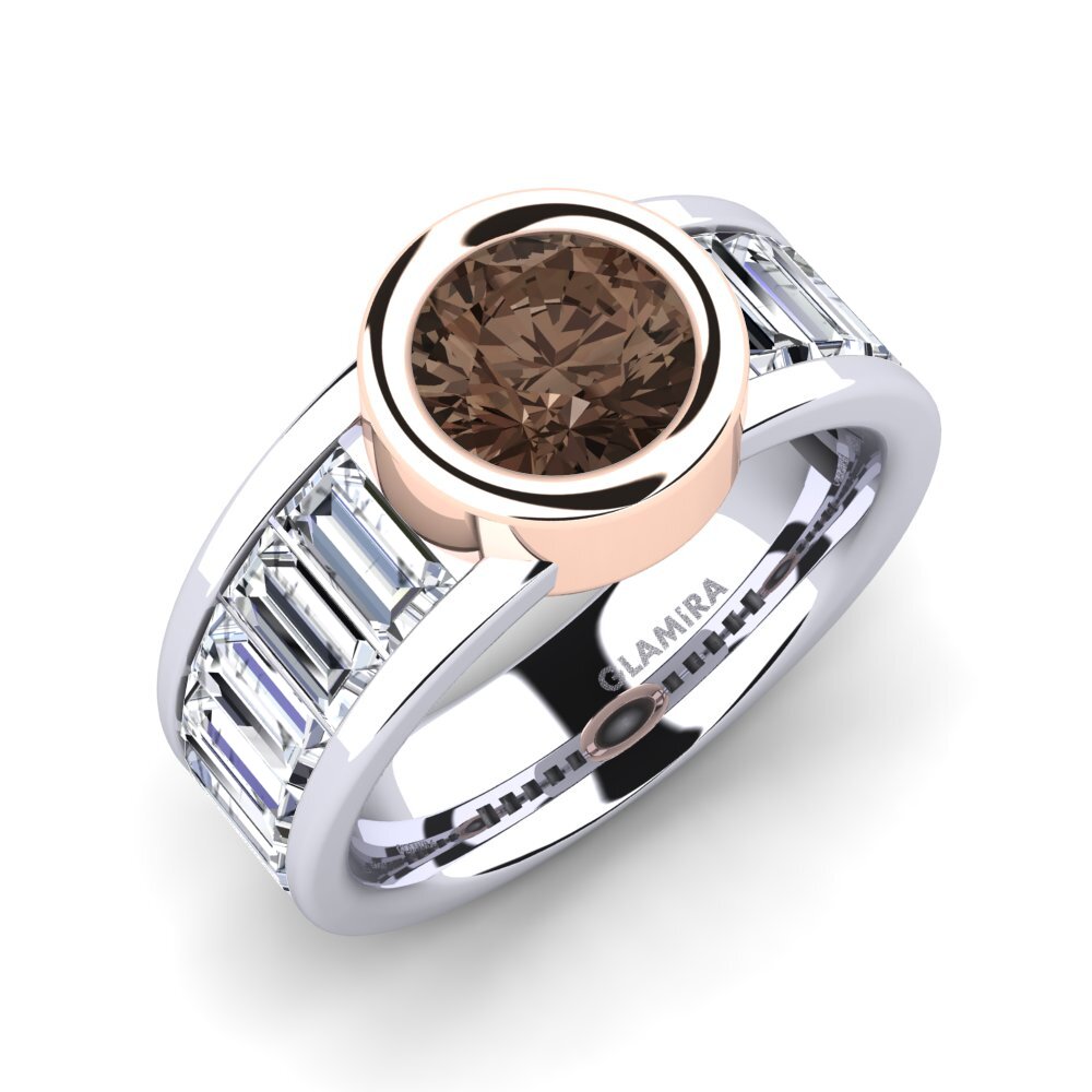 9ct White & Rose Gold Smoky Quartz Engagement Ring Colomba