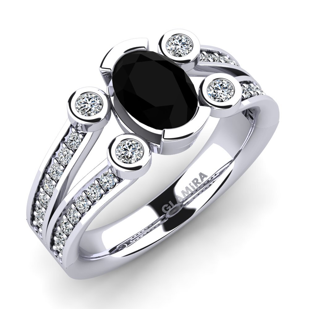 Onyx Noir Bague de fiançailles Darsana
