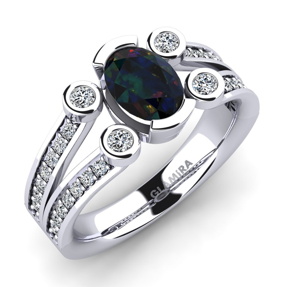 Black Opal Engagement Ring Darsana