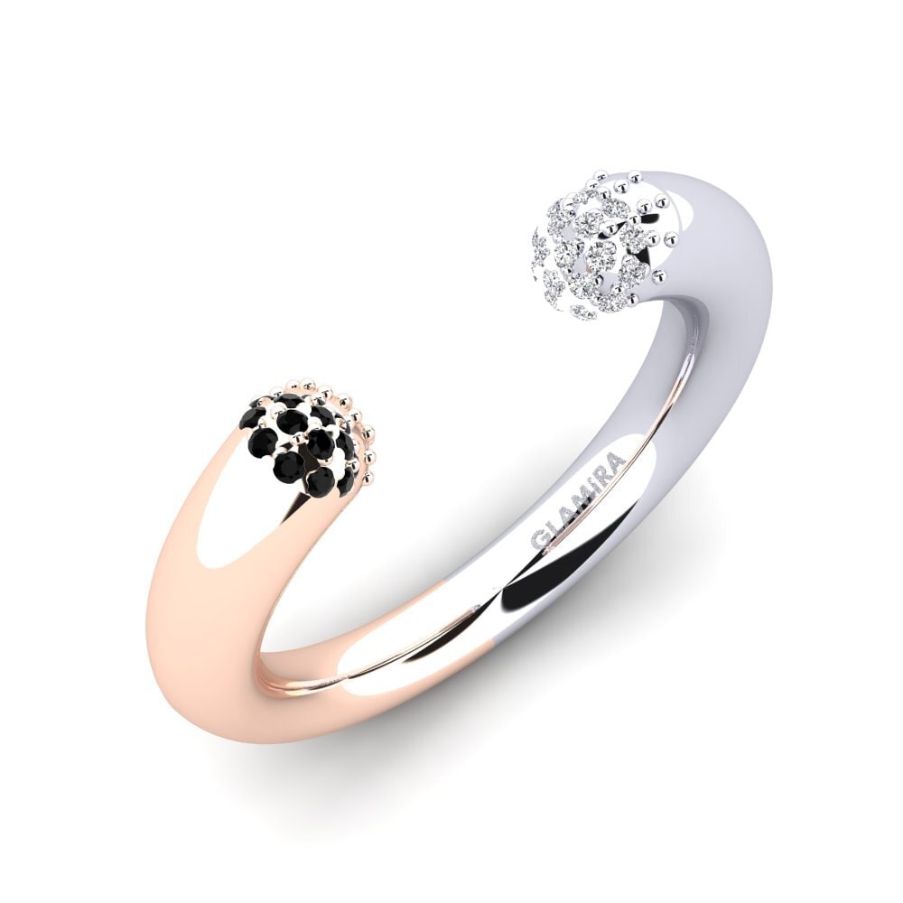 18k Oro Rosa & Blanco Diamante Negro Anillo Delmore