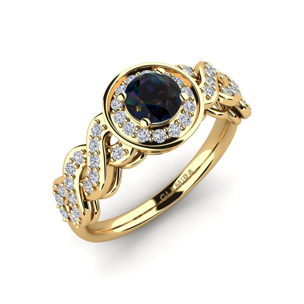 Black Opal Engagement Ring Elaina