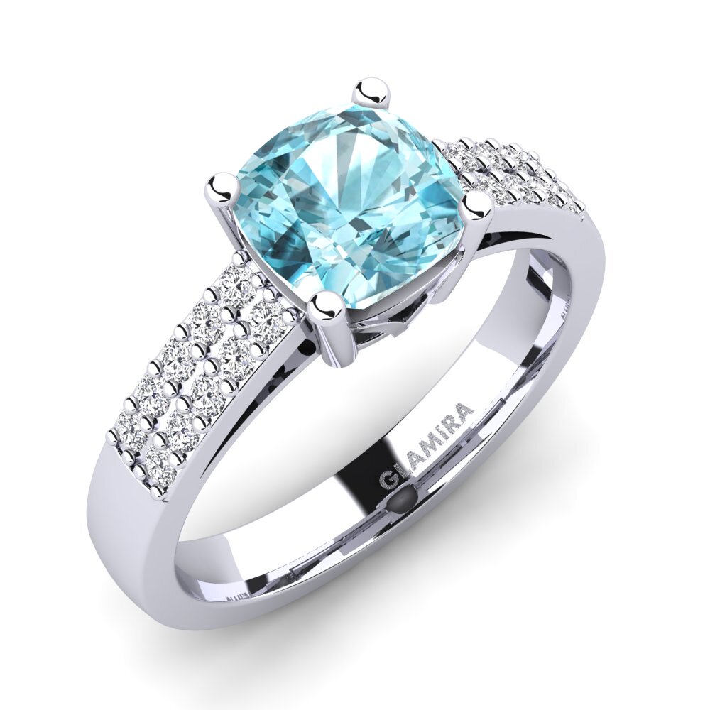 950 Platinum Blue Zircon Engagement Ring Georgia