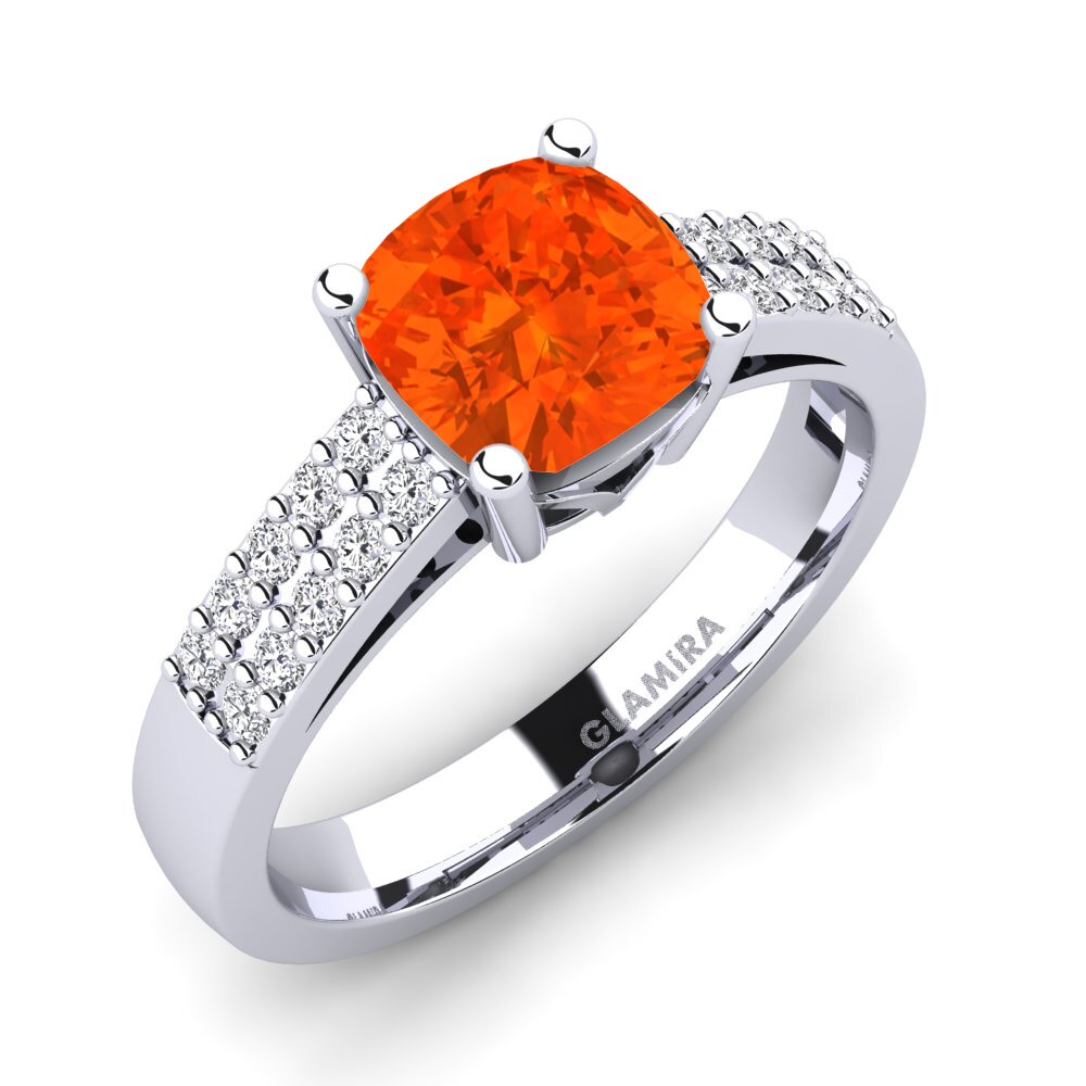 9ct White Gold Fire Opal Engagement Ring Georgia