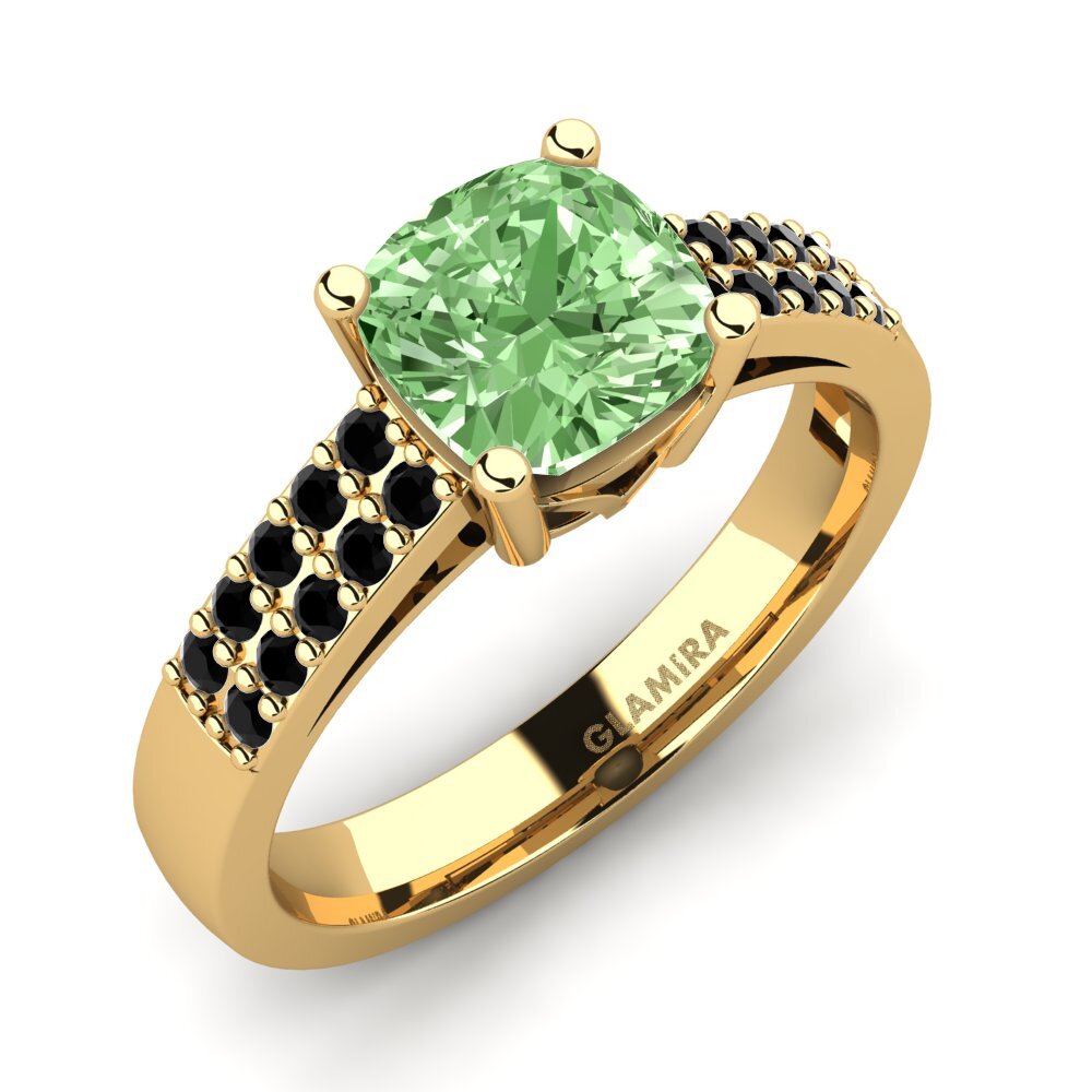 Gelbgold 375 Grüner Diamant Verlobungsring Georgia