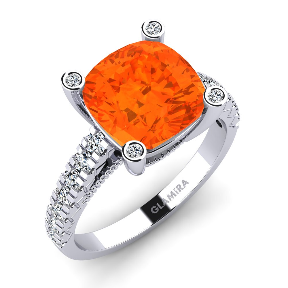 9ct White Gold Fire Opal Engagement Ring Daphne
