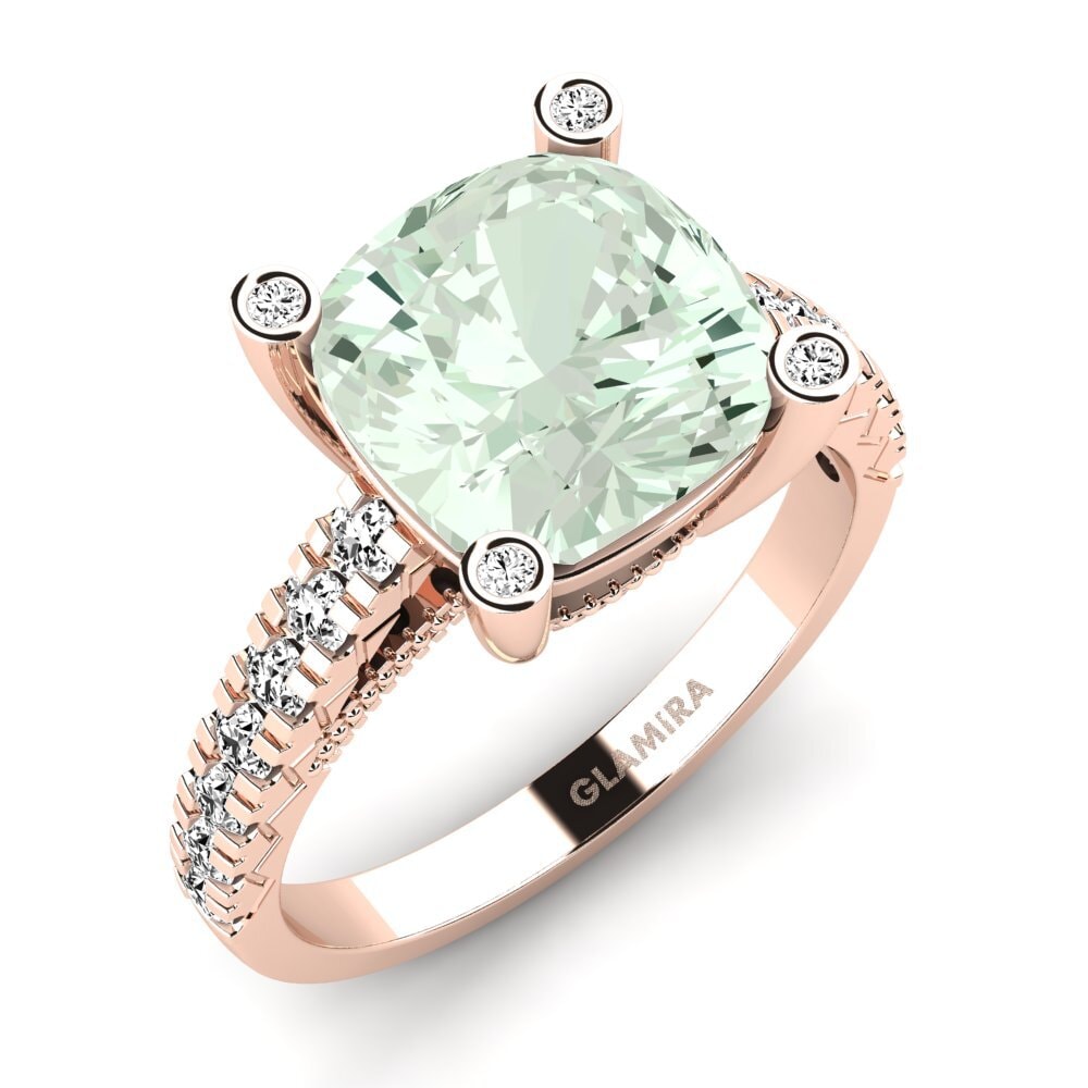 14ct Rose Gold Green Amethyst Engagement Ring Daphne